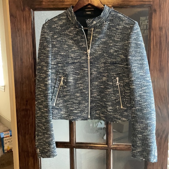 THEORY Navy Bavewick Branson Moto Jacket - SMALL - Picture 11 of 13